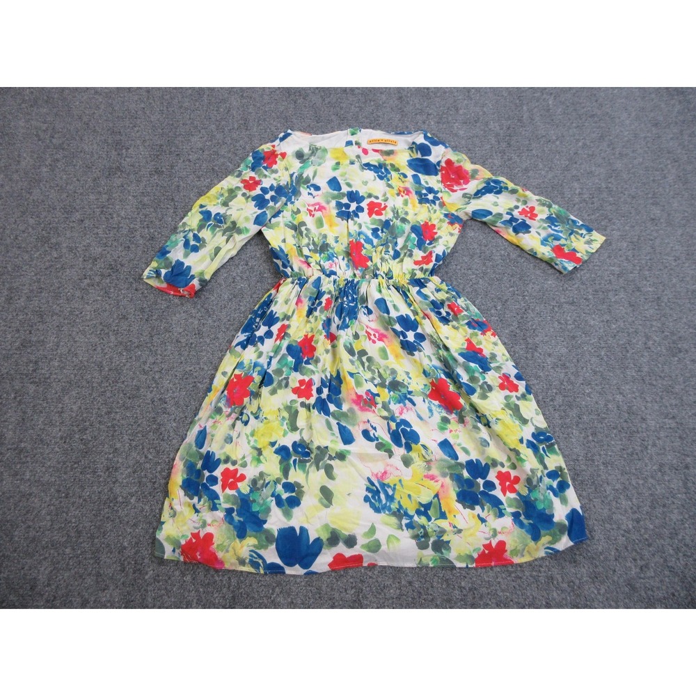 Alice + Olivia Dress‎ Womens Small Multicolor Floral Silk 3/4 Sleeve Fit & Flare